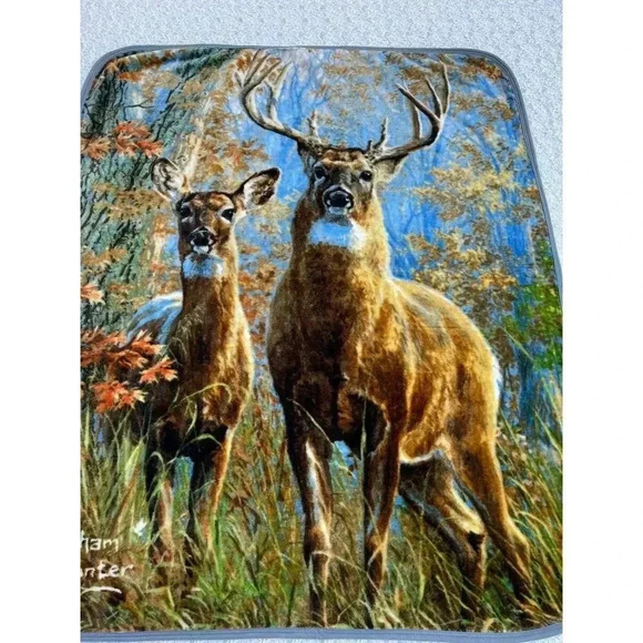 Northwest Abraham Hunter Standing Deer Plush Throw Blanket Brown 47"x57" - Picture 2 of 12
